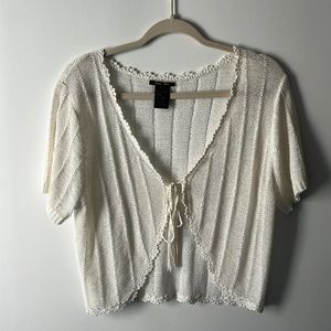 Alison Sheri - Knit Tie Front Sweater Top I Size Large